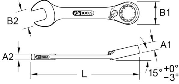 KS TOOLS Käristiga lehtsilmusvõti 503.4636